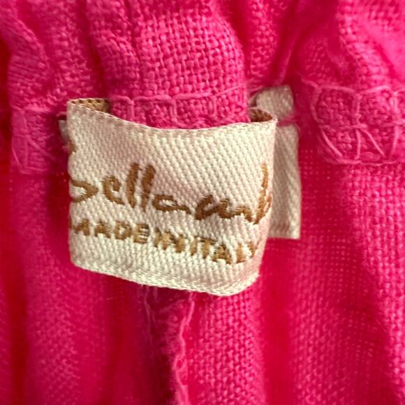 Bella Umbra Halter Sundress Size L Hot Pink Linen Sleeveless Tiered Bow Tie Neck - Picture 4 of 8